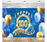 Happy 100th Birthday Photography Backdrop Banner Blue Cheers 100 Years Old Party Theme Decoration Background Banner Poster