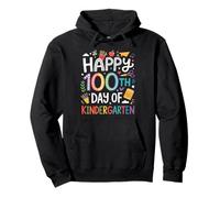 Happy 100th Day Kindergarten Rainbow Lettering Teacher Pullover Hoodie