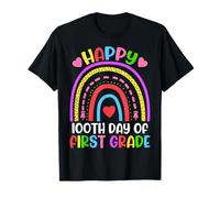Happy 100th Day of First Grade Teacher Student Rainbow T-Shirt