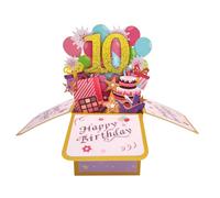 Happy 10th Birthday 10th Birthday Pop Up Card for Girls, 10 Year Old Birthday Gift Idea for Daughter Niece, Funny 10th Birthday 3D Greeting Card for Her