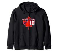 Happy 10th Birthday Boy Canada Maple Leaf Hockey Zip Hoodie