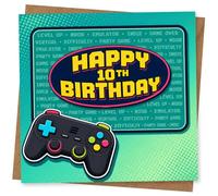 Happy 10th Birthday Card for Gamer - Level Up Video Game Style Birthday Card for 10 Year Old Boy or Girl
