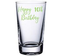 Happy 10th Birthday Vinyl Sticker Decal Transfer Label for Glasses, Mugs, Bottle. Celebrate, Party. Gift Bag, Box (Large - 6cm Tall Capital Letter Height, Sky Blue)