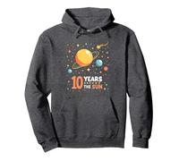 Happy 10th Trip Around the Sun | Space Birthday Gift Pullover Hoodie, Adult Unisex, Dark Heather Grey, L