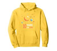 Happy 10th Trip Around the Sun | Space Birthday Gift Pullover Hoodie, Adult Unisex, Lemon, XL