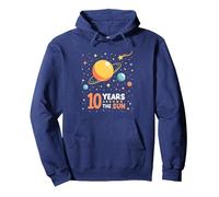 Happy 10th Trip Around the Sun | Space Birthday Gift Pullover Hoodie, Adult Unisex, Navy, S