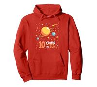 Happy 10th Trip Around the Sun | Space Birthday Gift Pullover Hoodie, Adult Unisex, Red, XL