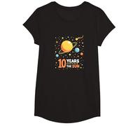 Happy 10th Trip Around The Sun | Space Birthday Gift T-Shirt, Girls, Black, Large