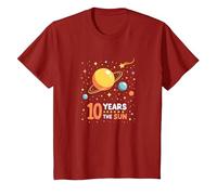 Happy 10th Trip Around The Sun | Space Birthday Gift T-Shirt, Kids, Cranberry, 2 Years