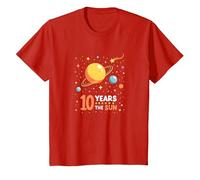 Happy 10th Trip Around The Sun | Space Birthday Gift T-Shirt, Kids, Red, 4 Years