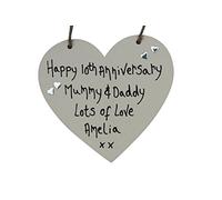 Happy 10TH Wedding Anniversary Personalised Heart Mummy and Daddy - 1ST 15TH 20TH 30TH 50TH