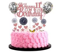 Happy 11th Birthday Cake Decoration for Girl 11th Birthday Hello 11 Cake Topper Rose Gold Black Cake Decoration 11th Birthday Boy Cake Decoration 11 Years Old Glitter Girl