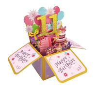 Happy 11th Birthday Pop Up Card for Girls, 11 Year Old Birthday Gift Idea for Daughter Niece, Funny 11th Birthday 3D Greeting Card for Her