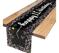 Happy 11th Birthday Table Runners,Black Confetti Dot Birthday Table Runner 11 Year Old Party Decorations Birthday Party Table Decor 13x72 Inches