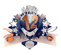 Happy 12th Birthday 12 Today Pop-Up Greeting Card Love Kate's Pop Up Cards Him POP204MC12