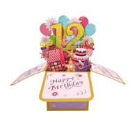 Happy 12th Birthday 12th Birthday Pop Up Card for Girls, 12 Year Old Birthday Gift Idea for Daughter Niece, Funny 12th Birthday 3D Greeting Card for Her