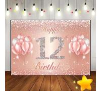 Happy 12th Birthday Born Photography Props Background Print Wall Decorations Backdrop Party Background Baptism Backdrop Sweet Prince Boy or Girl Backdrops Princess Red