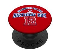 Happy 12th Birthday Boy Ice Hockey All Day Birthday Party PopSockets Adhesive PopGrip
