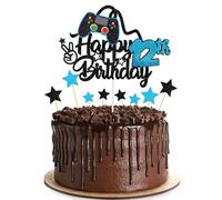 Happy 12th Birthday Cake Topper, Glittery Video Game Cake Topper and Decorations for Boys, Perfect Cake Toppers for Themed Twelve Years Old Birthday Party Supplies (12)