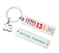 Happy 13th Birthday Gifts Keyring - Silver Gaming Keychain for Granddaughter Daughter and Son, Official Teenager Keepsake Presents for 13-Year-Old Boys and Girls from Family and Best Friends