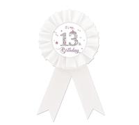 Happy 13th Birthday Tinplate Badge Pin, It's My 13th Birthday Button Pin, Purple Crown White Rosette Happy Birthday Badge Pin for Girl, Diamond Brooch Buttons for Thirteen Birthday Party