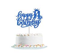 Happy 14th Birthday Cake Topper Rose Gold Glitter for Hello 14,Cheers to 14 Years,14 & Fabulous, 14th Birthday Cake Pick 14 Years Old Birthday Party Cake Decorations (Blue)