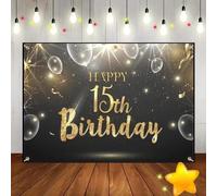 Happy 15th Birthday Background Backdrop for Photography Decoration Boy Communion Sweet Vintage Green Screen Game Red