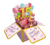 Happy 15th Birthday Pop Up Card for Girls, 15 Year Old Birthday Gift Idea for Daughter Niece, Funny 15th Birthday 3D Greeting Card for Her