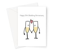 Happy 15th Wedding Anniversary Greeting Card | Crystal Wedding Anniversary Card, Champagne Flutes in Love, for Spouse, Married Fifteen Years