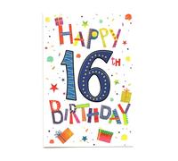 Happy 16th Birthday Card - 16 Today - Blue Foil for Boy