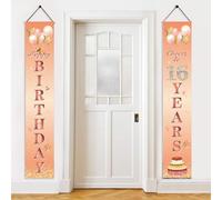 Happy 16th Birthday Door Banner Party Decorations,Rose Gold Fabric 16th Birthday Door Porch Sign Banner for Girls Women Ladies 16 Years Old.Birthday Party Indoor Outdoor Decor Supplies