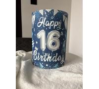 Happy 16th Birthday Edible Cake Topper, Blue Silver Balloon Design, 29x21cm Sheet