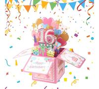Happy 16th Birthday Pop-Up Card, Shiny 3D Pop up with Envelope & Greeting Creative Boxed Birthday Sweet Cards Best 16 Year Old Girl Daughter Granddaughter Gift Decoration from Mom Dad