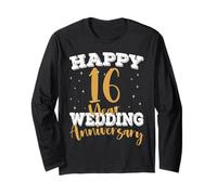 Happy 16th Wedding Anniversary Matching 16 Years Anniversary Long Sleeve T-Shirt