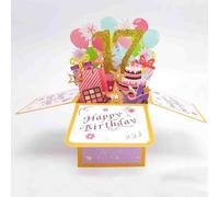 Happy 17th Birthday 17th Birthday Pop Up Card for Girls, 17 Year Old Birthday Gift Idea for Daughter Niece, Funny 17th Birthday 3D Greeting Card for Her
