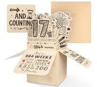 Happy 17th Birthday Pop Up Card for Girls Boys, Beautiful Birthday Gifts for 17 Years Old Female Male, Sweet Bday 3D Card Best Gift for Daughter Son Granddaughter Grandson Niece Nephew