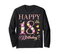 Happy 18th Birthday 18 Years Old Men Women Birthday Party Long Sleeve T-Shirt