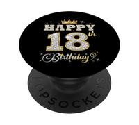 Happy 18th Birthday 18 Years Old Women Men Birthday Party PopSockets Adhesive PopGrip