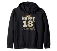 Happy 18th Birthday 18 Years Old Women Men Birthday Party Zip Hoodie