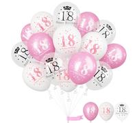 Happy 18th Birthday Balloons for Girls, Pack of 15 Pink White 18th Birthday Party Decorations for Her, 12 Inch 18th Latex Helium Balloons for Girls Age 18 Year Old Birthday Party Decorations Supplies