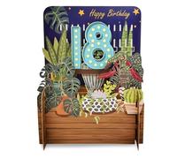 Happy 18th Birthday Botanical Plants 3D Pop Up Greeting Card by Alljoy Cards MN034