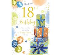 Happy 18th Birthday Card Male Foil Finish 8" x 6" Lovely Verse