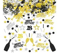 Happy 18th Birthday Confetti 30g 18th Anniversary Sequins for 18 Years Birthday Table Confetti Party Decorations Black Gold