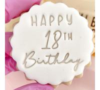 Happy 18th Birthday Cookie Cutter Stamp Embosser fits m&s Biscuits Great for Fondant Icing Eighteen 18 Birthday Reusable Marks and Spencers Party Favours Free Matching Cutter