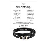 Happy 18th Birthday Gift For Him | Cuban Bracelet Gift From Mom & Dad | Birthday Gift For Son, Grandson, Nephew, Boyfriend With Heartfelt Message Card & Gift Box, 8.3 inches, Faux Leather, no gemstone