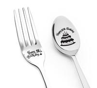 Happy 18th Birthday Gift for Son Daughter 18 Year Old Gifts for Boys Girls Fork Spoon Set for Women Men Best Friend Bestie Thank You Gifts for Soul Sister Brother Christmas Gifts