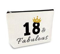 Happy 18th Birthday Gifts for Girl Makeup Bag Pouch 18th Birth Day Party Gift Cosmetic Bag 18 Years Old Birthday Gifts for Her Eighteen Year Old Gift for Friend Daughter Sister Niece Granddaughter