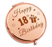 Happy 18th Birthday Gifts for Girls Compact Makeup Mirror for Daughter Friend Sister Niece Granddaughter 18 Year Old Birthday Presents Turning 18 Gifts Folding Makeup Mirror Eighteen Birthday Gifts
