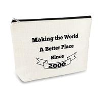 Happy 18th Birthday Gifts for Girls Cosmetic Bag 18Year Old Girl Gifts 18th Birthday Gifts for Daughter Friends Sister Niece Cousin Makeup Bag Pouch 2006 18 Anniversary Birthday Gifts for Her