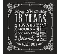 Happy 18th Birthday - Guest Book: Great for 18th Birthday - Vintage Party - Black Birthday Decorations, Gifts for men and women - 18 Years - Retro ... pages for Wishes and Photos of Guests